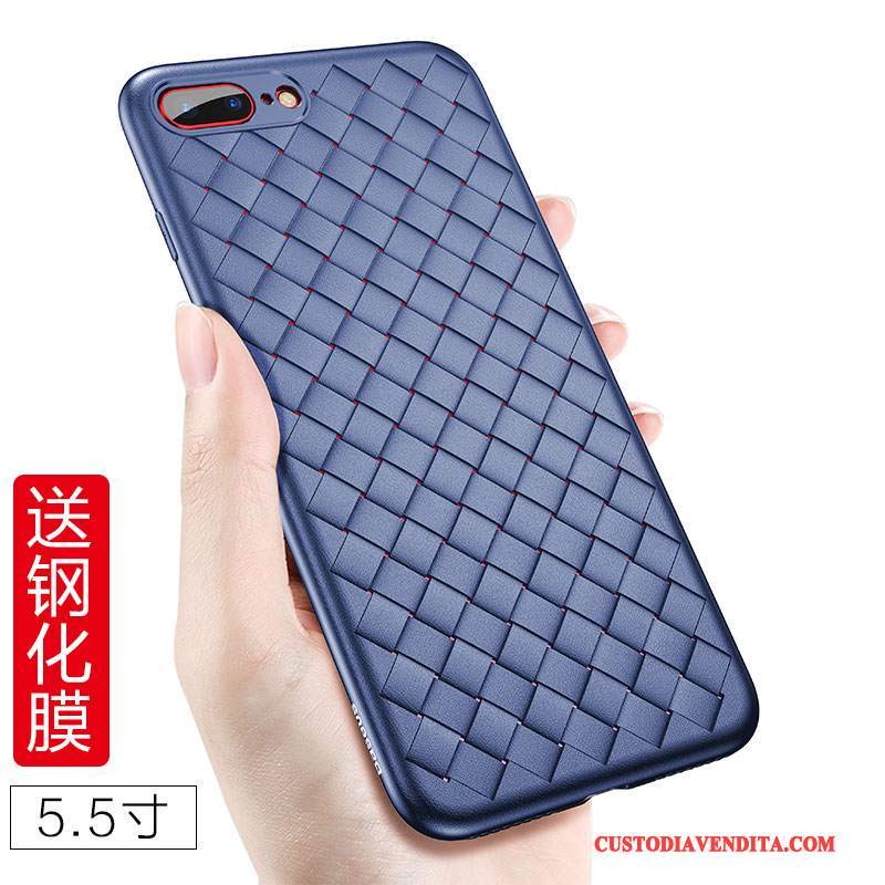 Custodia iPhone 7 Plus Pelle Nero Antiscivolo, Cover iPhone 7 Plus Protezione Traspirantetelefono