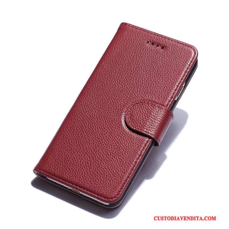 Custodia iPhone 7 Plus Pelle Nuovotelefono, Cover iPhone 7 Plus Folio Arancione Mucca