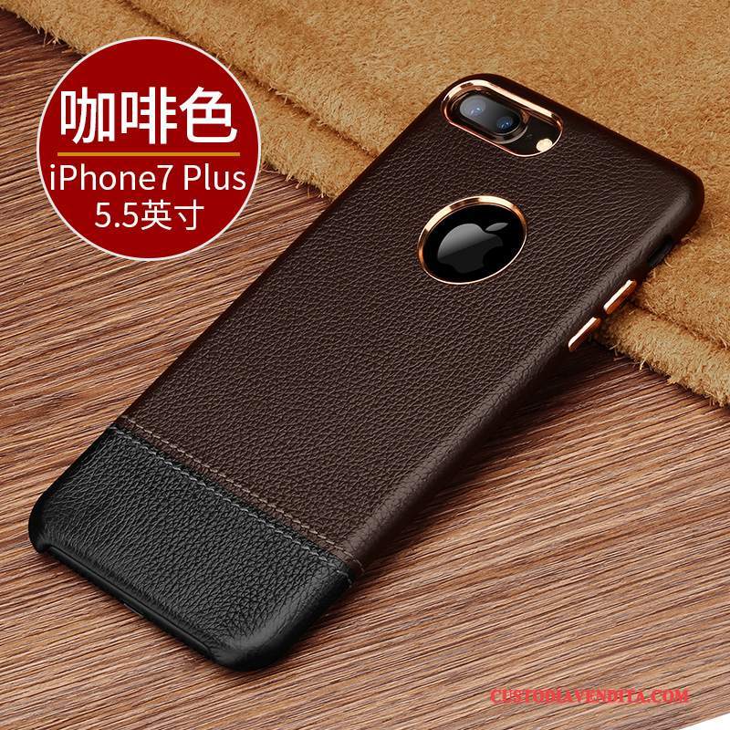 Custodia iPhone 7 Plus Pelle Telefono Marrone, Cover iPhone 7 Plus Protezione Anti-caduta Affari