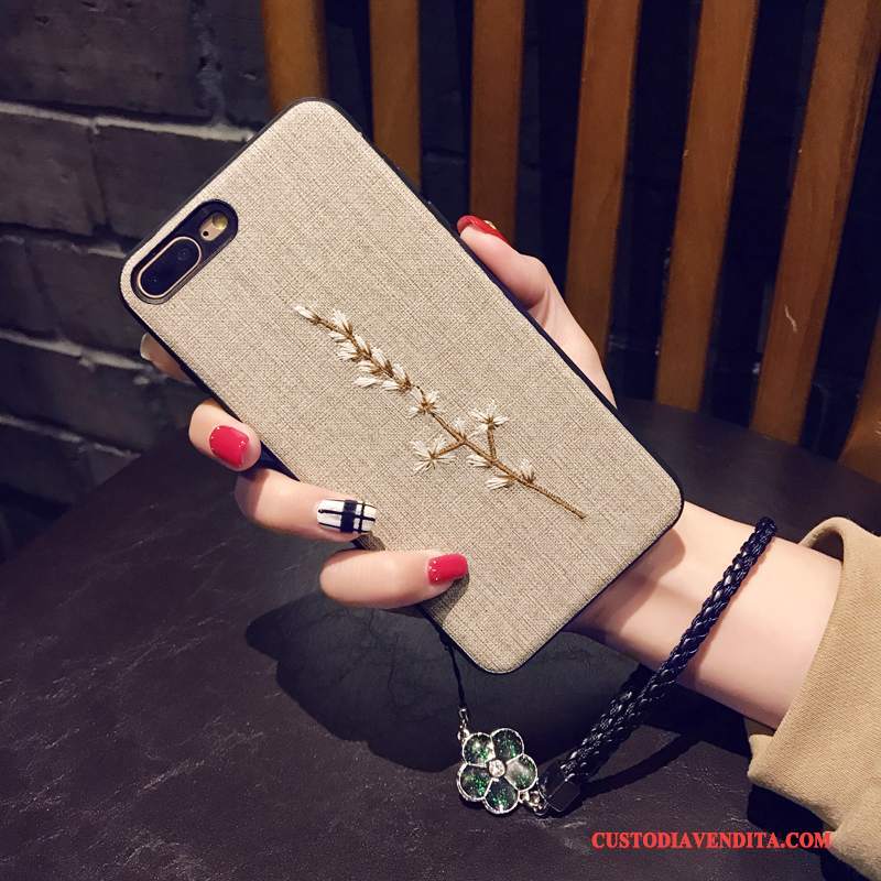 Custodia iPhone 7 Plus Protezione Telefono Ricamo, Cover iPhone 7 Plus Morbido Di Personalità