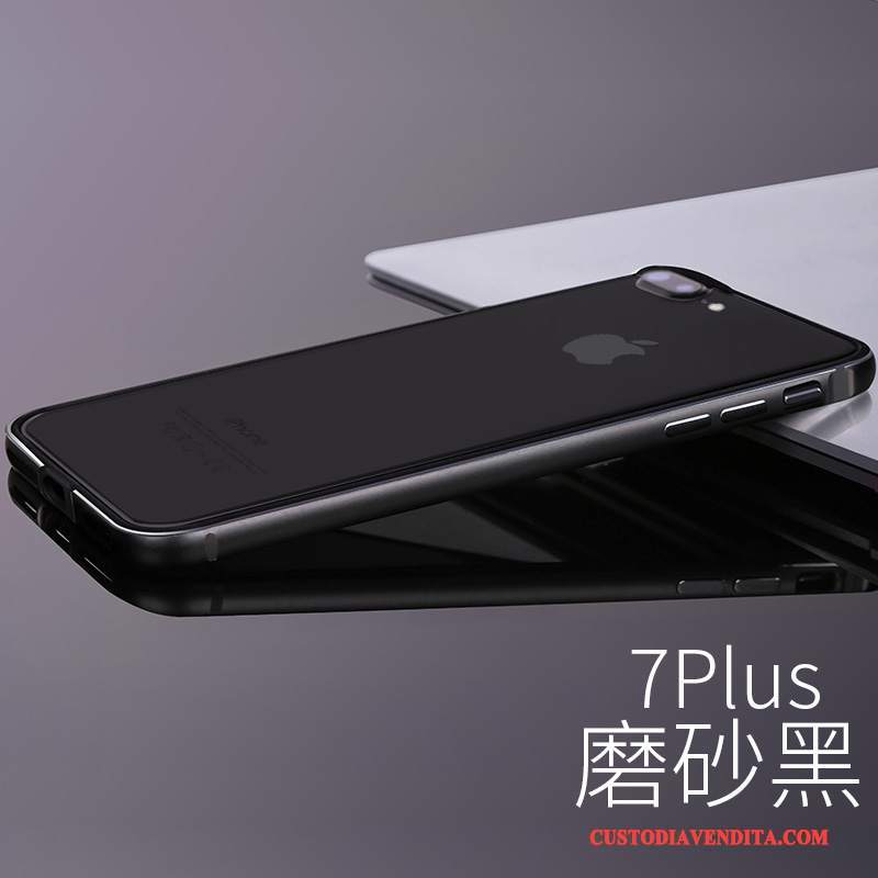 Custodia iPhone 7 Plus Silicone Anti-caduta Metallo, Cover iPhone 7 Plus Nero Lusso