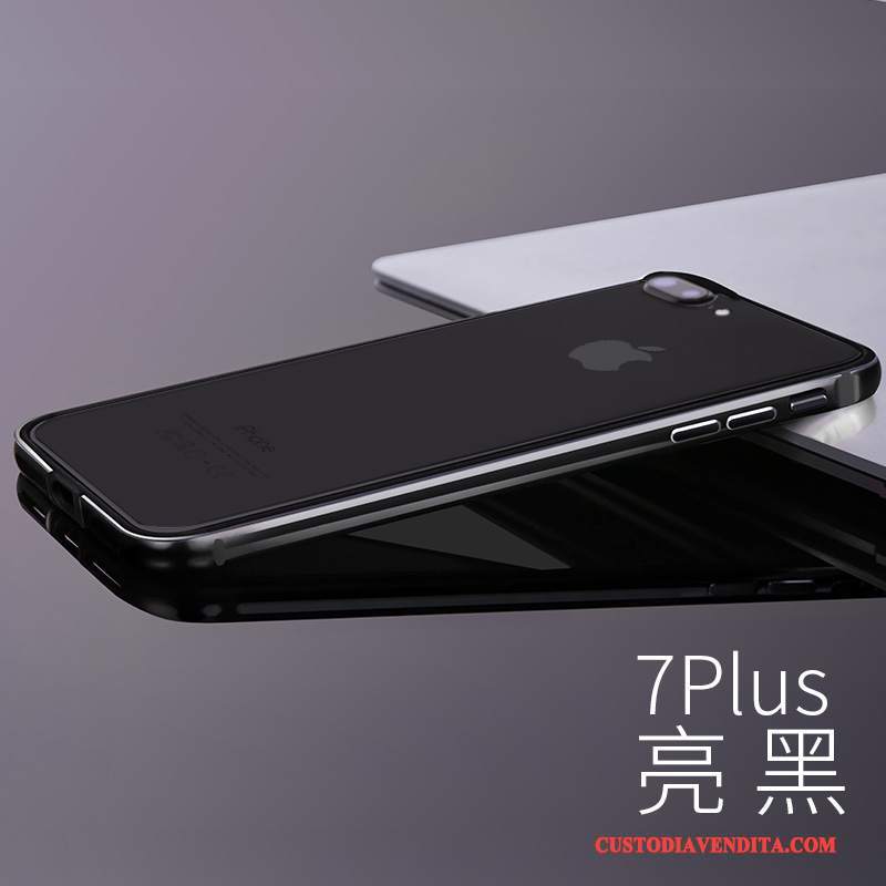 Custodia iPhone 7 Plus Silicone Anti-caduta Metallo, Cover iPhone 7 Plus Nero Lusso