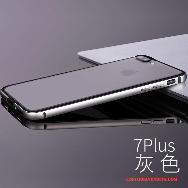 Custodia iPhone 7 Plus Silicone Anti-caduta Metallo, Cover iPhone 7 Plus Nero Lusso