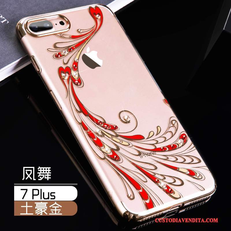 Custodia iPhone 7 Plus Strass Telefono Marchio Di Tendenza, Cover iPhone 7 Plus Lusso Rosso