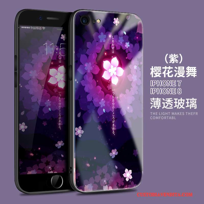 Custodia iPhone 7 Porporatelefono, Cover iPhone 7 Vetro Anti-caduta