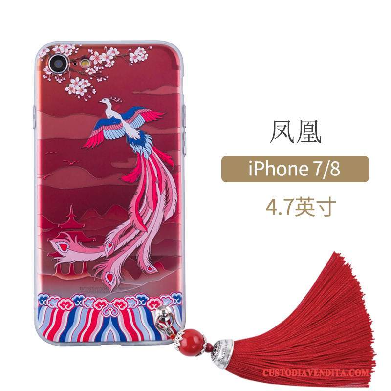 Custodia iPhone 7 Protezione Porpora Stile Cinese, Cover iPhone 7 Telefono Blu