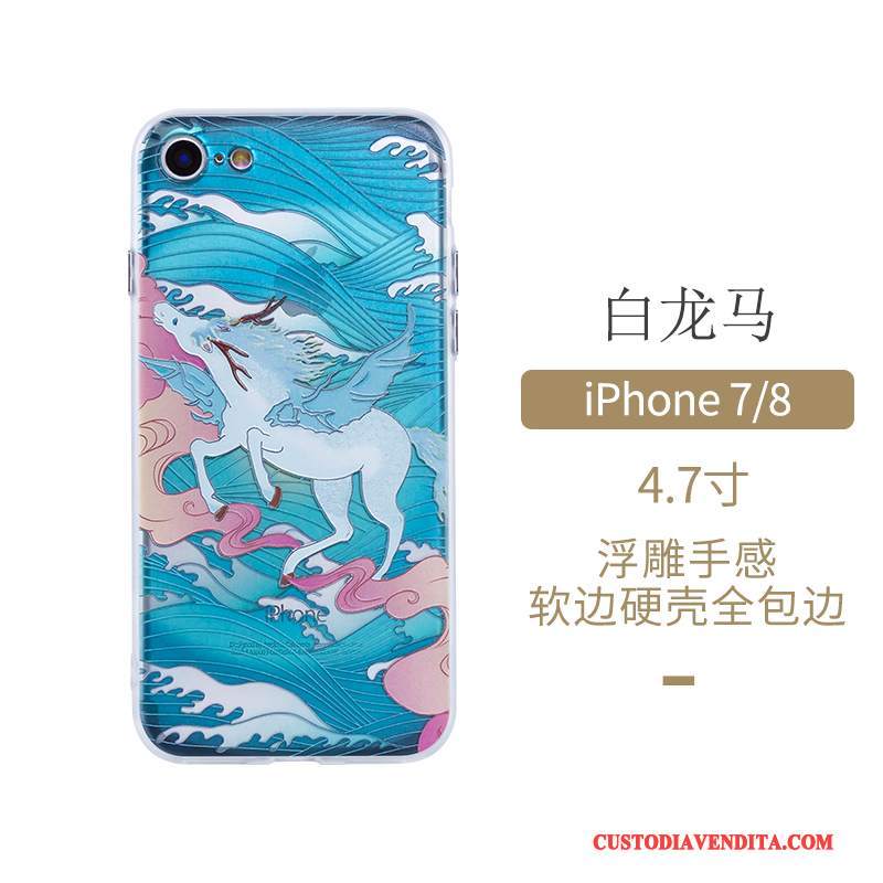 Custodia iPhone 7 Protezione Telefono Stile Cinese, Cover iPhone 7 Blu Arte