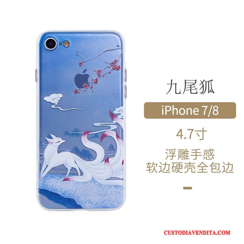 Custodia iPhone 7 Protezione Telefono Stile Cinese, Cover iPhone 7 Blu Arte