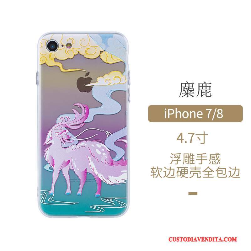 Custodia iPhone 7 Protezione Telefono Stile Cinese, Cover iPhone 7 Blu Arte