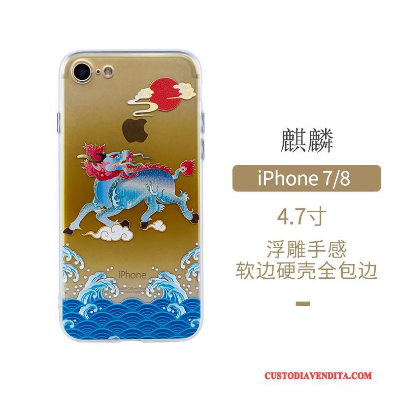 Custodia iPhone 7 Protezione Telefono Stile Cinese, Cover iPhone 7 Blu Arte