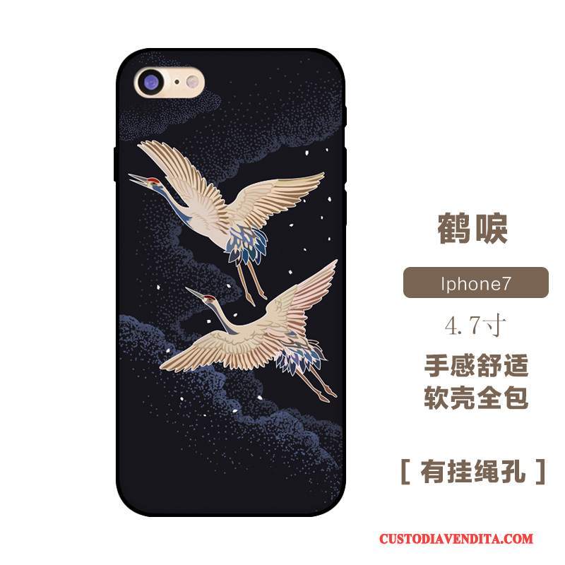 Custodia iPhone 7 Protezione Tendenza Blu Scuro, Cover iPhone 7 Creativo Morbido Semplici
