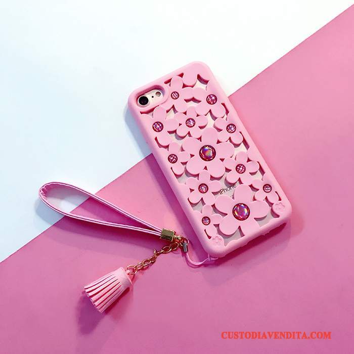 Custodia iPhone 7 Silicone Fiori Morbido, Cover iPhone 7 Semplici Pizzo