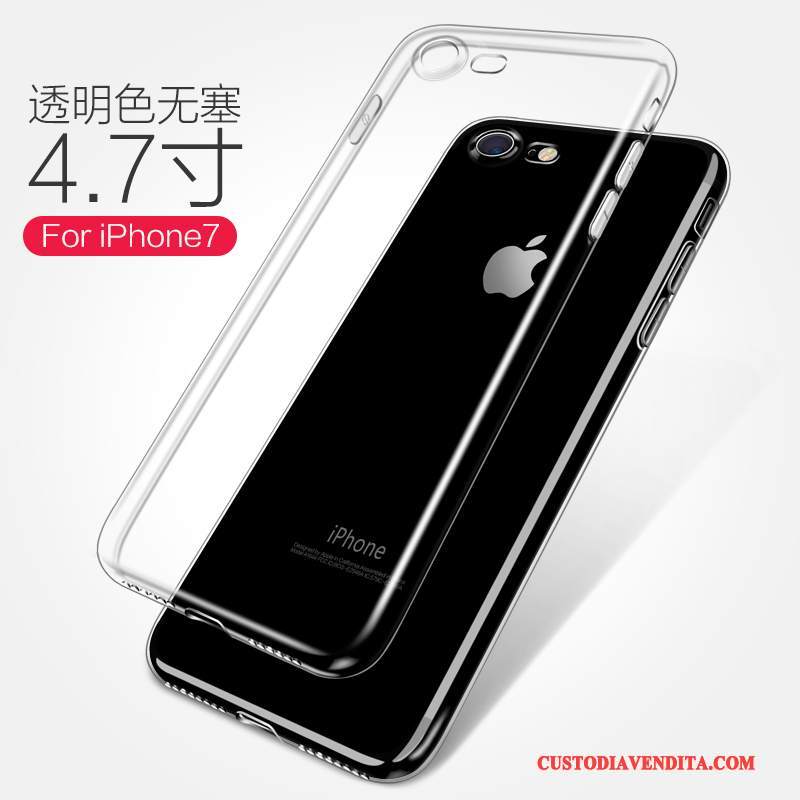 Custodia iPhone 7 Silicone Morbidotelefono, Cover iPhone 7 Protezione Trasparente Bianco