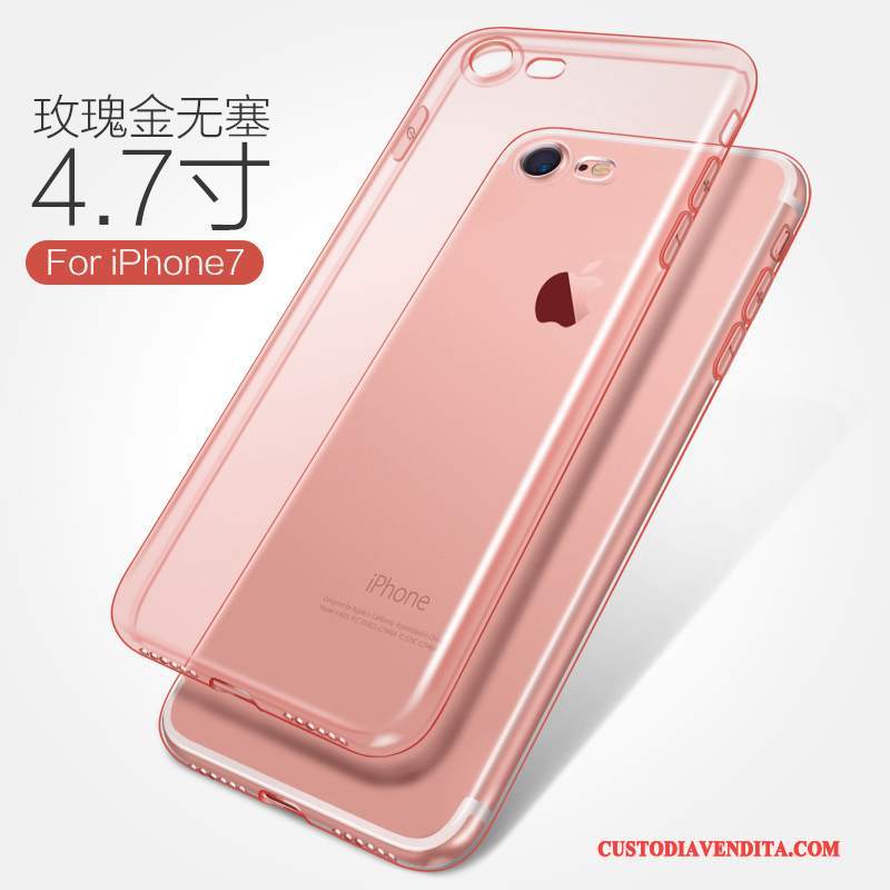 Custodia iPhone 7 Silicone Morbidotelefono, Cover iPhone 7 Protezione Trasparente Bianco
