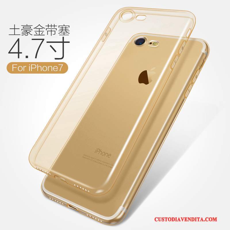 Custodia iPhone 7 Silicone Morbidotelefono, Cover iPhone 7 Protezione Trasparente Bianco