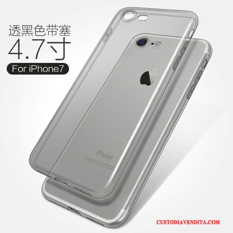 Custodia iPhone 7 Silicone Morbidotelefono, Cover iPhone 7 Protezione Trasparente Bianco