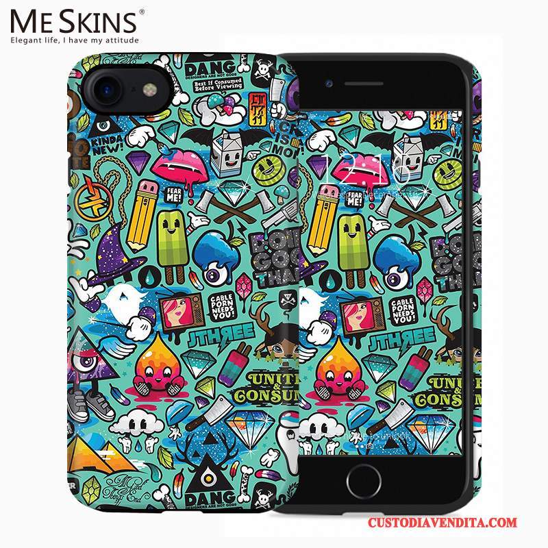 Custodia iPhone 7 Silicone Super Anti-caduta, Cover iPhone 7 Macchiati Blu