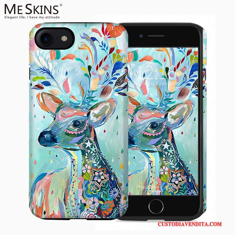 Custodia iPhone 7 Silicone Super Anti-caduta, Cover iPhone 7 Macchiati Blu