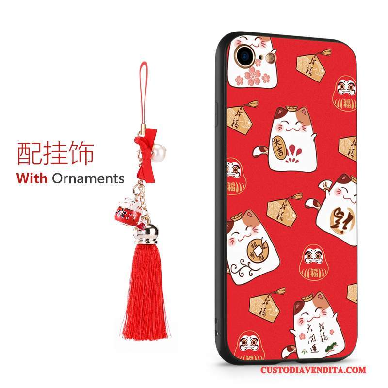 Custodia iPhone 7 Silicone Telefono Anti-caduta, Cover iPhone 7 Rosso Ricchezza