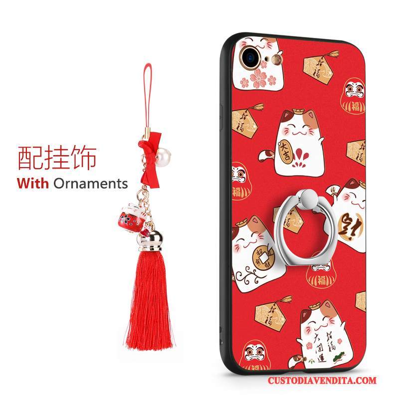 Custodia iPhone 7 Silicone Telefono Anti-caduta, Cover iPhone 7 Rosso Ricchezza