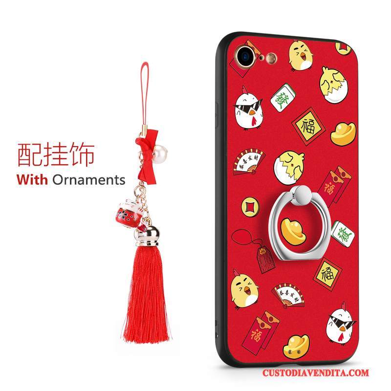 Custodia iPhone 7 Silicone Telefono Anti-caduta, Cover iPhone 7 Rosso Ricchezza