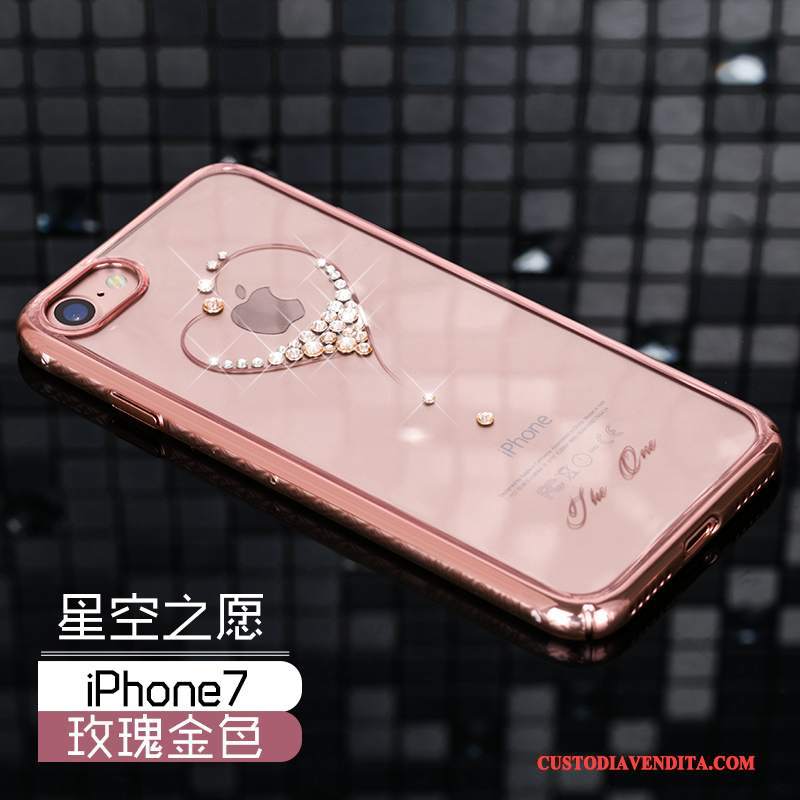 Custodia iPhone 7 Strass Difficile Oro, Cover iPhone 7 Protezione Anti-caduta Lusso