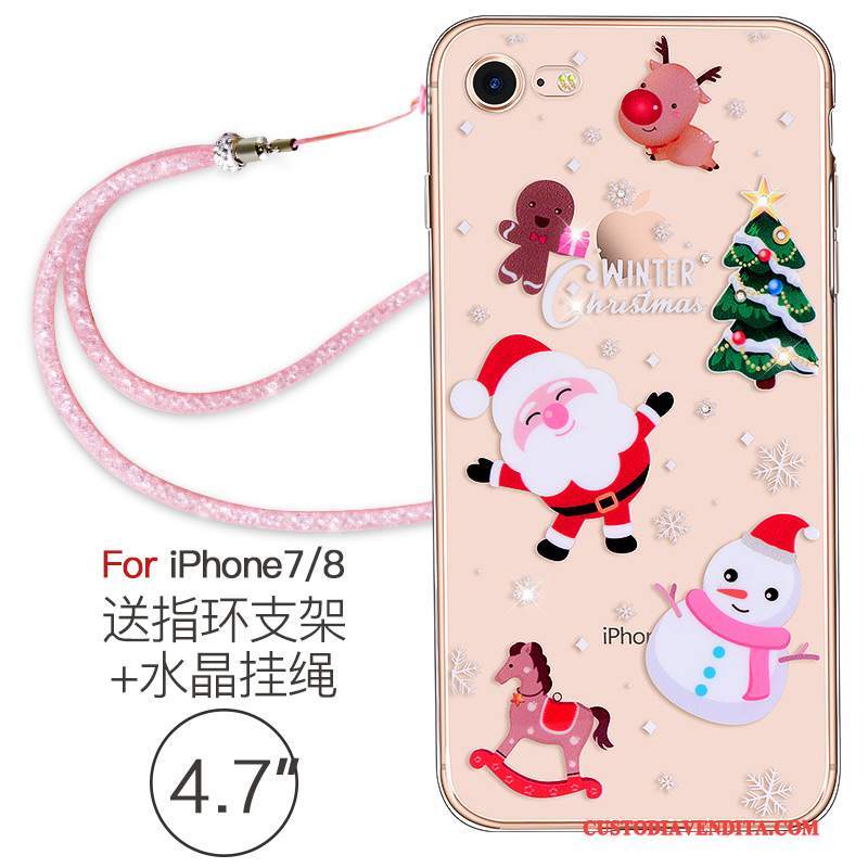 Custodia iPhone 7 Strass Rosa Nuovo, Cover iPhone 7 Silicone Trasparentetelefono