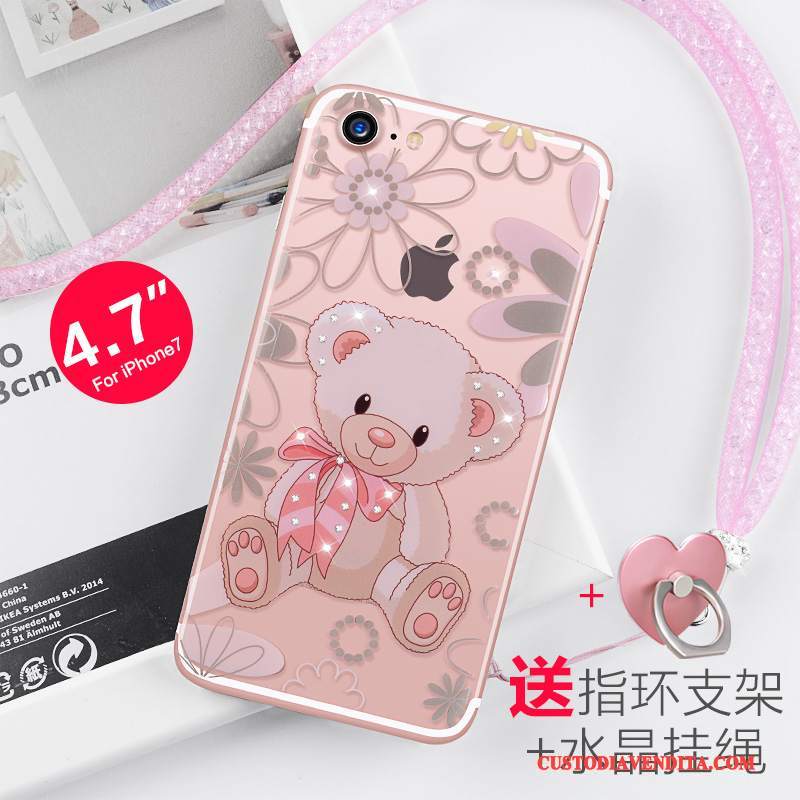Custodia iPhone 7 Strass Rosa Nuovo, Cover iPhone 7 Silicone Trasparentetelefono