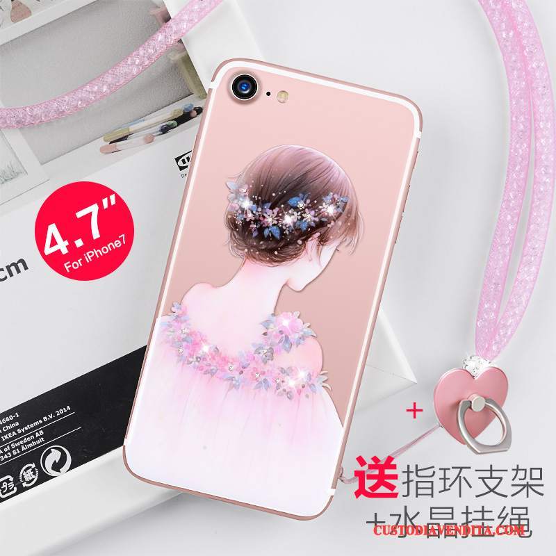 Custodia iPhone 7 Strass Rosa Nuovo, Cover iPhone 7 Silicone Trasparentetelefono