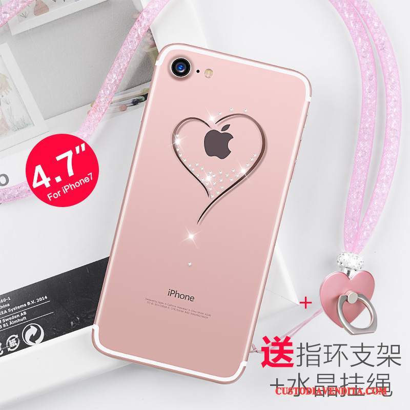 Custodia iPhone 7 Strass Rosa Nuovo, Cover iPhone 7 Silicone Trasparentetelefono