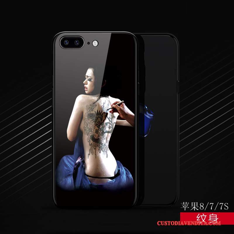 Custodia iPhone 8 Creativo Anti-caduta Nero, Cover iPhone 8 Silicone Tutto Incluso Marchio Di Tendenza