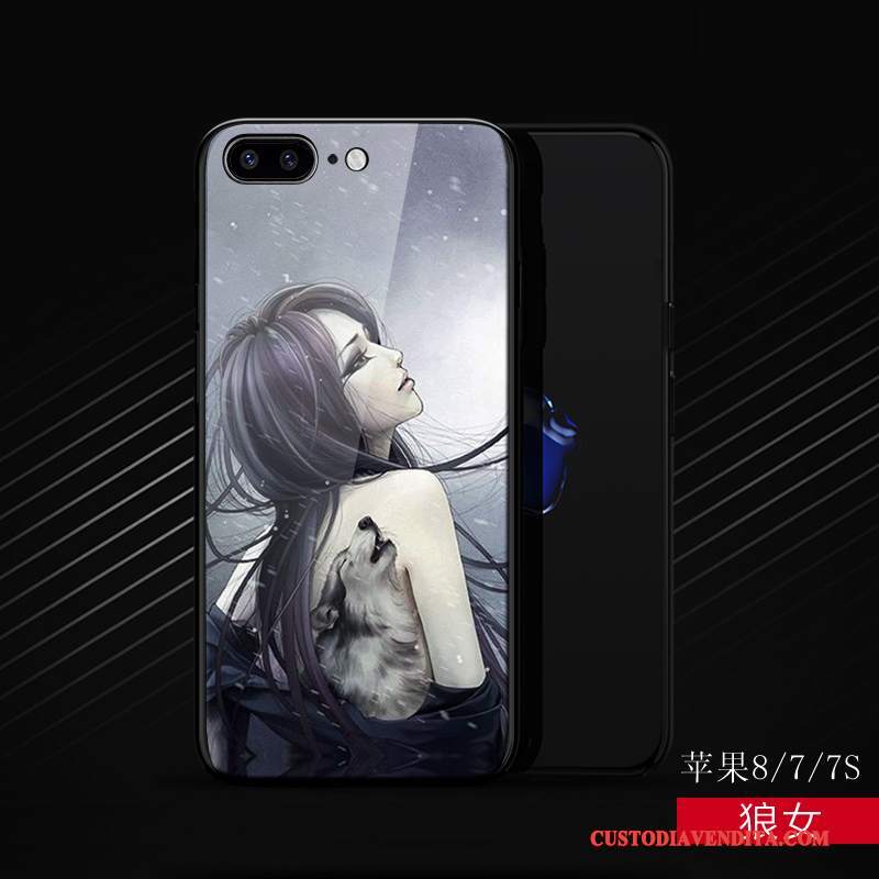 Custodia iPhone 8 Creativo Anti-caduta Nero, Cover iPhone 8 Silicone Tutto Incluso Marchio Di Tendenza