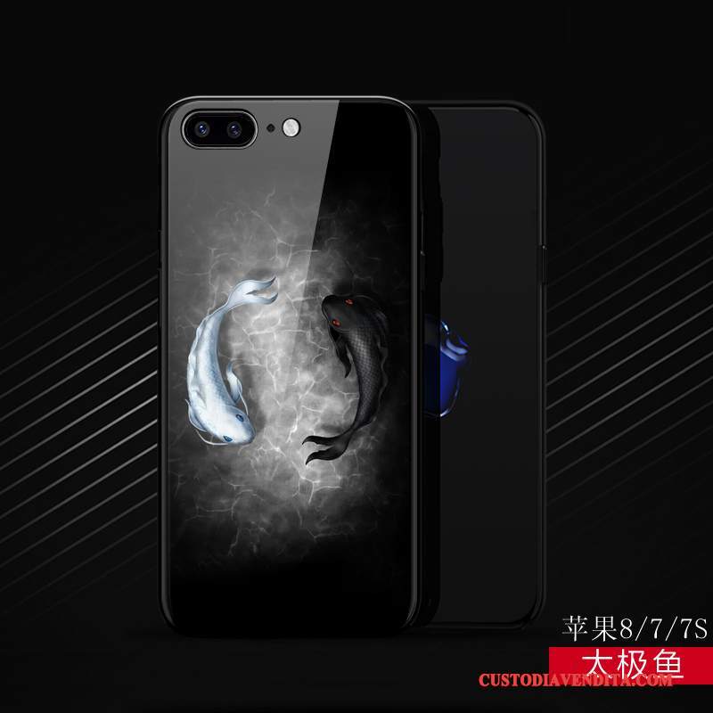 Custodia iPhone 8 Creativo Anti-caduta Nero, Cover iPhone 8 Silicone Tutto Incluso Marchio Di Tendenza