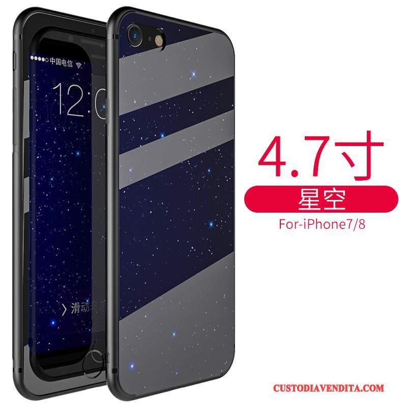 Custodia iPhone 8 Plus Creativo Vetro Anti-caduta, Cover iPhone 8 Plus Silicone Rossotelefono