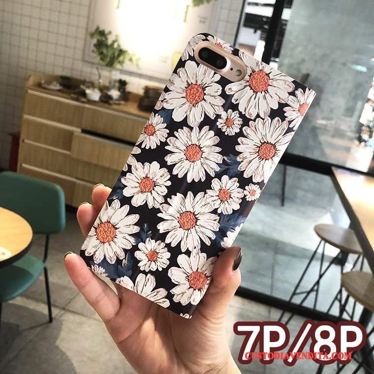 Custodia iPhone 8 Plus Goffratura Rosatelefono, Cover iPhone 8 Plus Folio