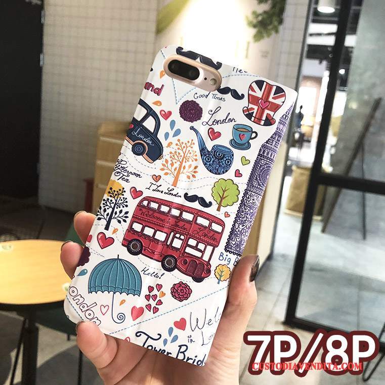Custodia iPhone 8 Plus Goffratura Rosatelefono, Cover iPhone 8 Plus Folio