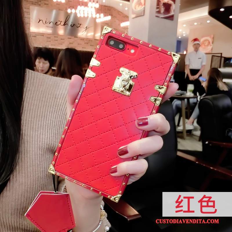 Custodia iPhone 8 Plus Pelle Anti-caduta Di Personalità, Cover iPhone 8 Plus Rosso Morbido