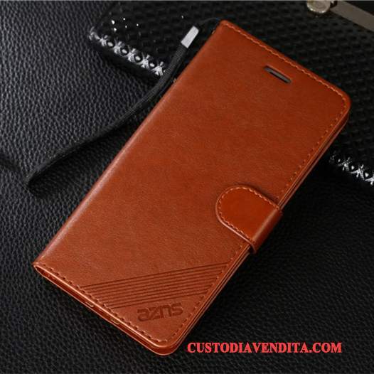 Custodia iPhone 8 Plus Pelle Morbido Marrone, Cover iPhone 8 Plus Folio Rosatelefono
