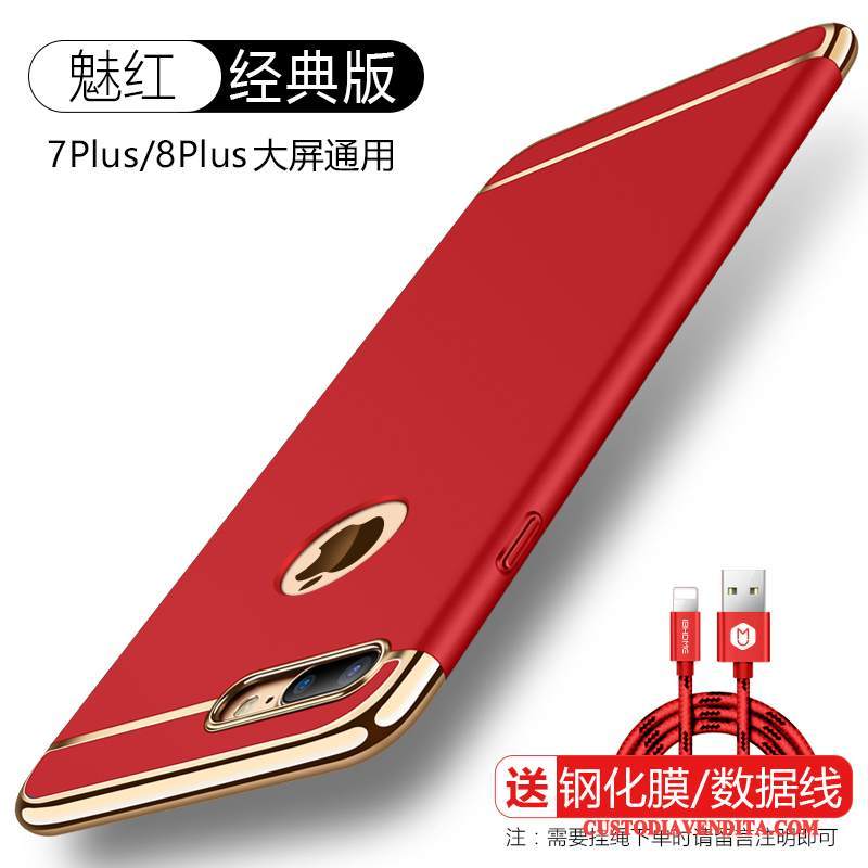Custodia iPhone 8 Plus Protezione Rosso Tendenza, Cover iPhone 8 Plus Telefono Ring