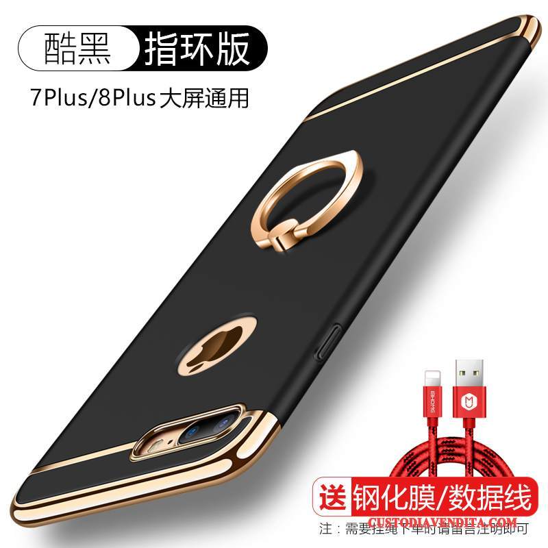 Custodia iPhone 8 Plus Protezione Rosso Tendenza, Cover iPhone 8 Plus Telefono Ring