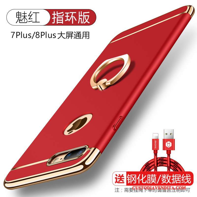 Custodia iPhone 8 Plus Protezione Rosso Tendenza, Cover iPhone 8 Plus Telefono Ring