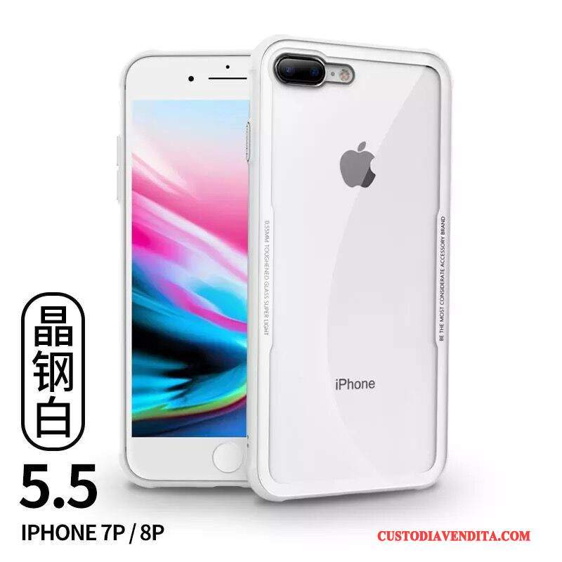 Custodia iPhone 8 Plus Silicone Nuovo Vetro Temperato, Cover iPhone 8 Plus Trasparente Nero