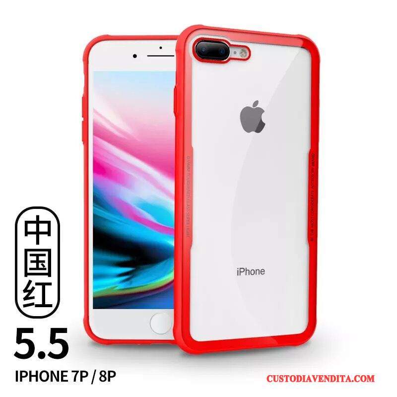 Custodia iPhone 8 Plus Silicone Nuovo Vetro Temperato, Cover iPhone 8 Plus Trasparente Nero