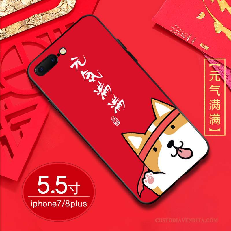 Custodia iPhone 8 Plus Sottile Cane, Cover iPhone 8 Plus Rosso Nuovo