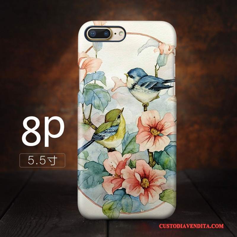 Custodia iPhone 8 Plus Vintage Telefono Macchiati, Cover iPhone 8 Plus Stile Cinese Anti-caduta