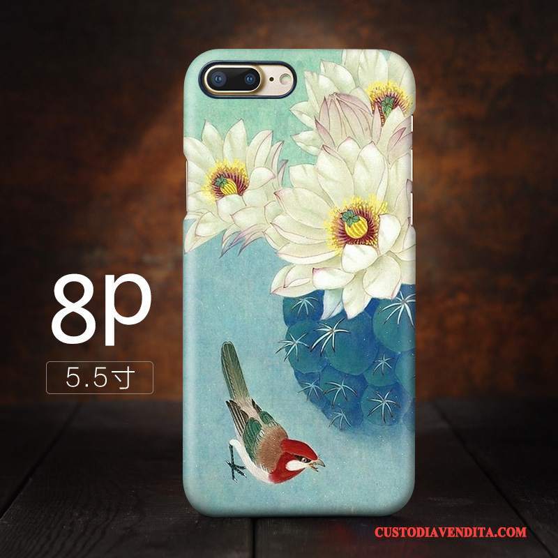 Custodia iPhone 8 Plus Vintage Telefono Macchiati, Cover iPhone 8 Plus Stile Cinese Anti-caduta
