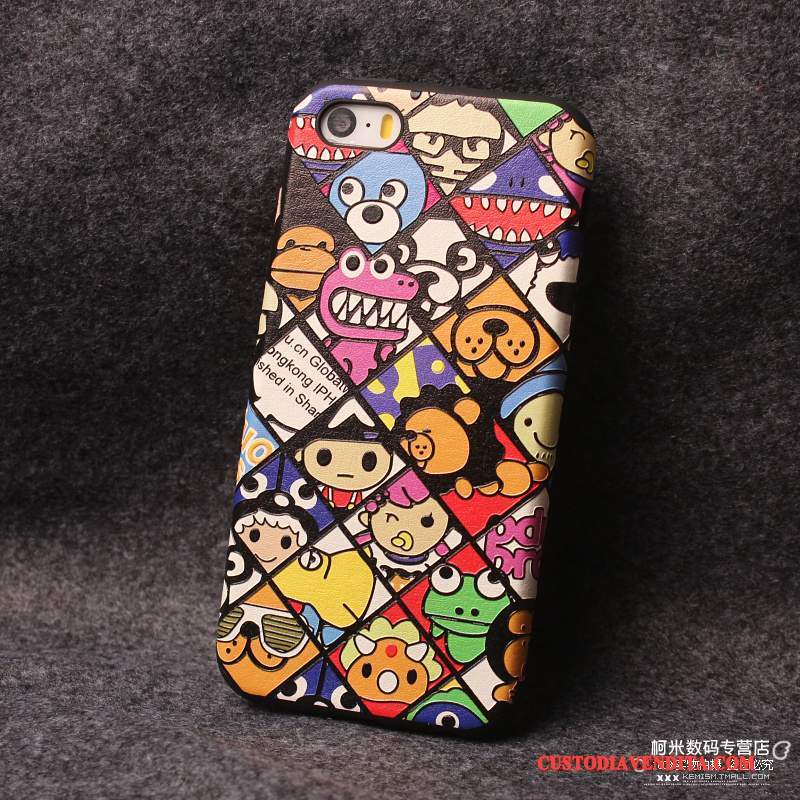 Custodia iPhone Se Cartone Animato Tutto Incluso Anti-caduta, Cover iPhone Se Silicone Telefono Ornamenti Appesi