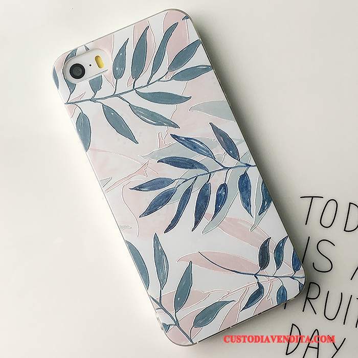 Custodia iPhone Se Goffratura Blu Ornamenti Appesi, Cover iPhone Se Silicone Morbido Tutto Incluso