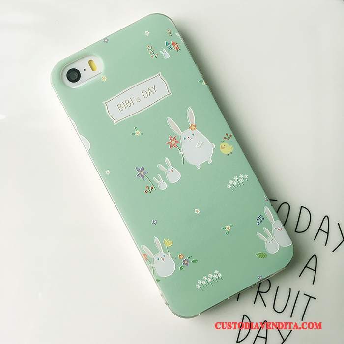 Custodia iPhone Se Goffratura Blu Ornamenti Appesi, Cover iPhone Se Silicone Morbido Tutto Incluso