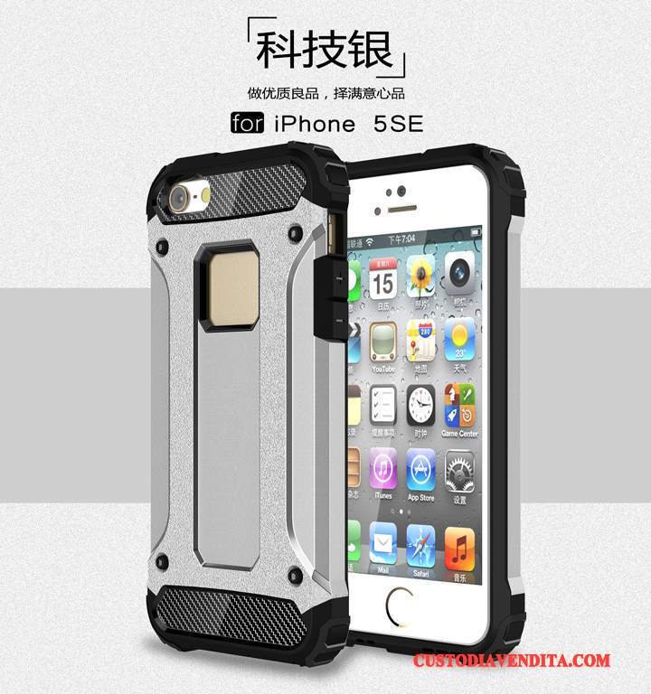 Custodia iPhone Se Silicone Telefono Anti-caduta, Cover iPhone Se Tutto Incluso Nero